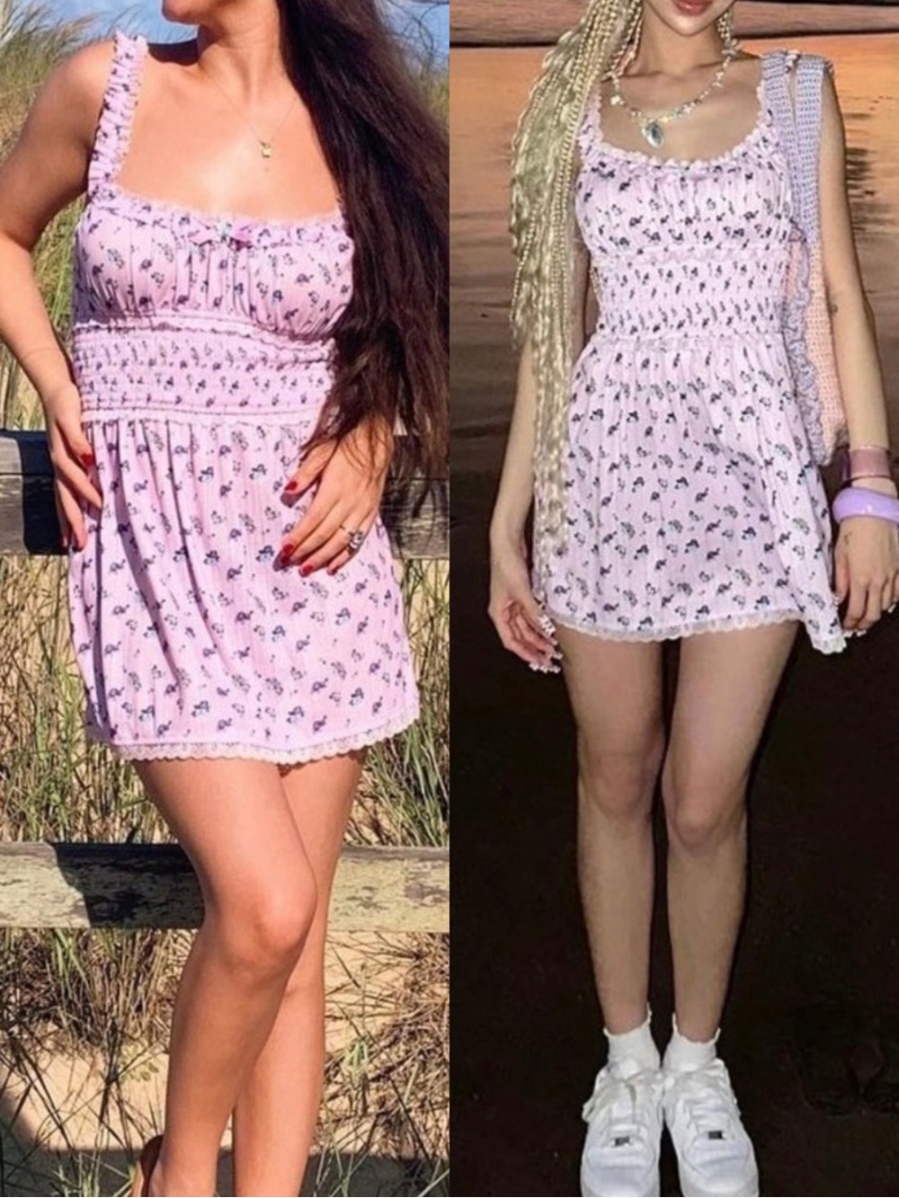 For Love & Lemons x Victoria's Secret Lola Pointelle Dress in Lilac Floral